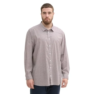 Abbildung von TOM TAILOR Herren Plussize Regular Fit Hemd mit Muster, 36668 Offwhite Fade Stripe Design, 5XL