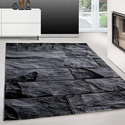 Abbildung von Teppium Teppich Steindesign, Rechteckig, Höhe: 12 mm, Modern Kurzflor Wohnzimmer Steinmauer Optik versch. größe