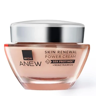 Abbildung von Avon Anew Skin Renewal Power Cream 50 ml, formuliert mit Protinol™ Technologie, fördert die Kollagenproduktion und erneuert das Aussehen der oberflächlichen Hautzellen, für hydratisierte, straffer
