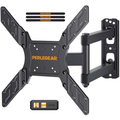 Abbildung von Perlegear TV Wandhalterung, Schwenkbare Neigbare Halterung für 26 60 Zoll Flach&amp;Curved Fernseher bis zu 45Kg, max.VESA 400x400mm