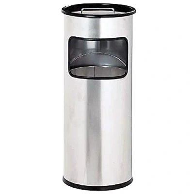Abbildung von Durable Papierkorb Metall mit Ascher rund, silber, 333023