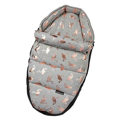 Abbildung von Gesslein Baby Nestchen, 004 Flamingos rosé/grau meliert, warmes Kuschelnest/Fußsack für Neugeborene und Säuglinge Kinderwagen Wanne, Babyschale, Bettchen Wiege, inklusiv Gurtschlitze