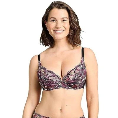 Abbildung von Sans Complexe Damen Elise Fantaisy 70aah62 Klassischer B gel BH, Imprime Noir / Fuschia, 80E EU