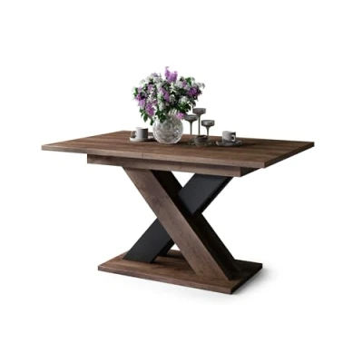 Abbildung von All4All Couchtisch Katris Wohnzimmertisch Kaffeetisch Tisch mit X Bein ausziehbar Esszimmertisch Coffee Table 140x90cm Braune Eiche + Schwarz