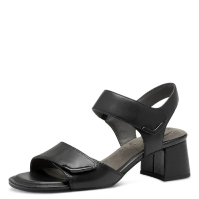 Abbildung von Tamaris Comfort Damen Sandalen mit Absatz aus Leder Blockabsatz, Schwarz (Black Nappa), 39 EU