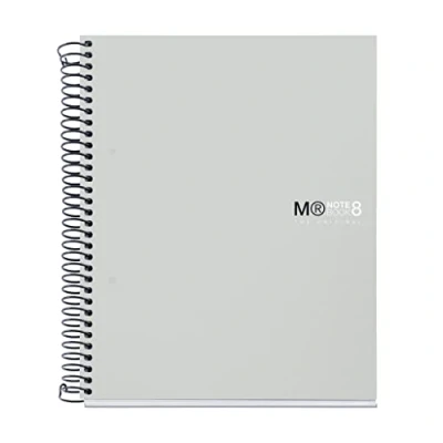 Abbildung von Miquelrius Notizbücher A5 The Original Notebook, 8 farbige Streifen, Polypropylen Einband, Format (148 x 210 mm), 2 Loch Lochung, 200 Blatt mit 70 g/m², Horizontale Streifen 7 mm, Grau