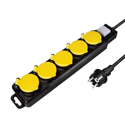 Abbildung von LogiLink LPS255 Steckdosenleiste für den Aussenbereich, 5 fach (5x CEE 7/3) mit IP 44 Schutz und Ein /Aus Schalter, Outdoor