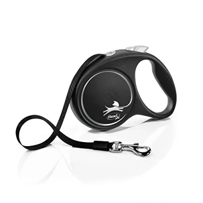 Abbildung von Flexi Black Design Tape L 5 m Hundeleine Silber&amp;Schwarz...