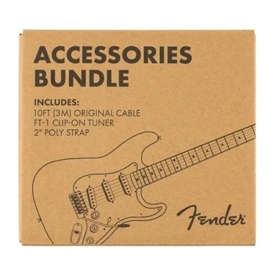 Abbildung von Fender Gitarrenzubehörpaket, inklusive Kabel, FT 1 Clip On Tuner und Gurt