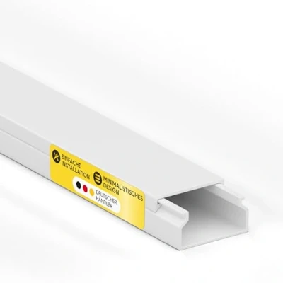 Abbildung von Kabelkanal aus hochwertigem PVC weiß Kabelleiste 2m 5 Stück 20x10mm