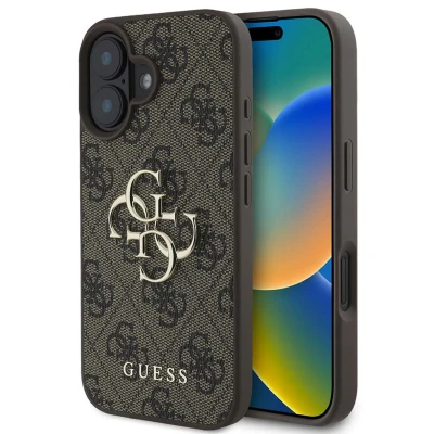 Abbildung von Apple iPhone 16 Hülle Kunststoff Guess Hard Case/Backcover Handyhülle Braun