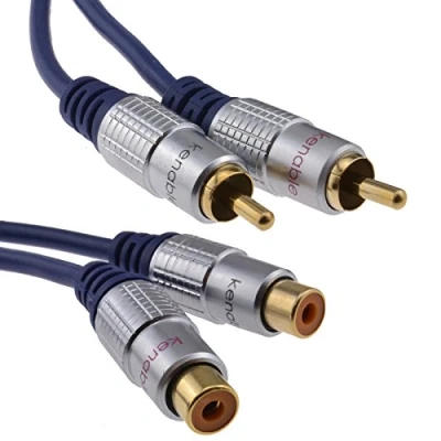 Abbildung von Reines Kupfer OFC HQ 2 x Chinch Cinch Verlängerung Stecker Zum Buchse Audio Kabel Vergoldeten m [2 Meter/2m]