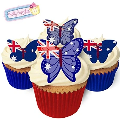 Abbildung von Holly Cupcakes 24 Schmetterlinge aus essbarem Papier mit Fahnenmuster: Australien /24 Australian Flag Wafer Butterflies