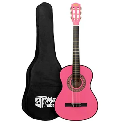 Abbildung von Mad About Konzertgitarre MA CG06 1/4 Größe Pink Klassikgitarre Bunte Spanische Gitarre mit Tragetasche, Gurt, Plektrum und Ersatzsaiten