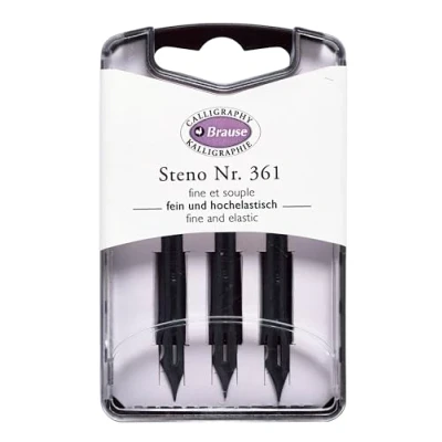 Abbildung von J. Herbin Brause 300361B Packung mit 3 Stenofedern, ideal für englische Schrift, 1 Pack