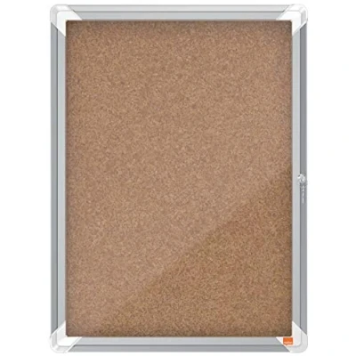 Abbildung von Nobo abschließbarer Schaukasten mit Kork Notiztafel, 4 x A4, Premium Plus, Naturbraun, 1902561