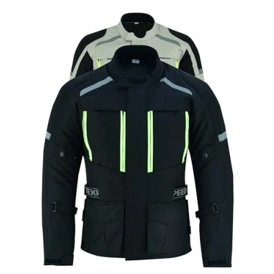 Abbildung von Texpeed Motorradjacke Herren Mit Protektoren Motorrad Sommer Motorroller Biker Wasserdicht Jacke Rüstung (EN 1621 1) Schwarz 4XL
