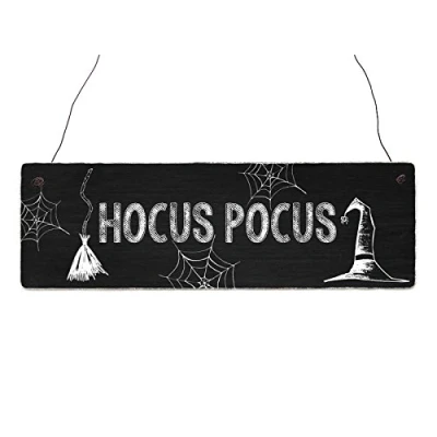 Abbildung von Interluxe Holzschild Hocus Pocus Geschenk Türschild Dekoration Shabby Halloween