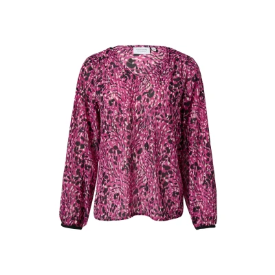 Abbildung von comma casual identity Gemusterte MIT Vausschnitt Bluse, Damen, Größe: 32, Pink