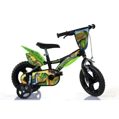 Abbildung von Dino Kinderfahrrad &quot;Dinosaurier T Rex 12 Zoll&quot;, 1 Gang, mit Stützrädern, Frontschild und coolen Schutzblechen
