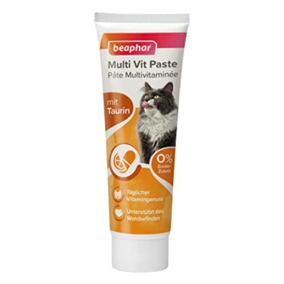 Abbildung von beaphar Multi VIT Paste Für Katzen Mit Taurin, Biotin, Omega 3 Und 6 0% Zucker Zusatz Täglicher Vitamingenuss Unterstützt Das Wohlbefinden 100 g
