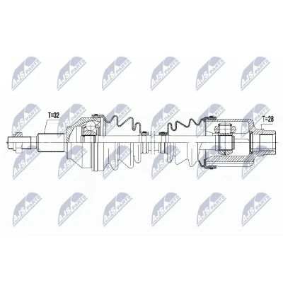 Abbildung von NTY NPW CH 036 Antriebswelle Vorderachse rechts FIAT: Freemont, DODGE: Journey MPV kfzteile, kfzteile24, bandel online, bandel, atp autoteile, mister