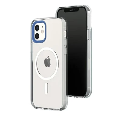 Abbildung von RhinoShield Clear Case kompatibel mit MagSafe für [iPhone 12/12 Pro]Überragende Magnetstärke, Vergilbungsresistenz, Kristallklar, optimaler Schutz und personalisierbar Kobaltblau Kamera Ring