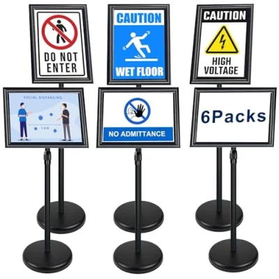 Abbildung von Newzealkids Infoständer A3 plakatständer posterständer schild ständer A3, Winkel und Höhe einstellbar, Alu Schildhalter für Geschäftsereignisanzeige (Schwarz, 6 Stück)