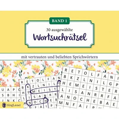 Abbildung von Wortsuchrätsel für Senioren mit vertrauten Sprichwörtern. Spiele Spaß, Beschäftigung und Gedächtnistraining Senioren. Auch Demenz. Großdruck
