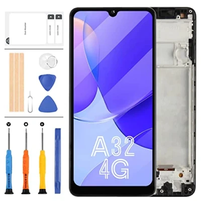 Abbildung von LADYSON LCD für Samsung Galaxy A32 4G A325 Bildschirm Ersatz SM A325F A325F/DS A325M A325N Display Touch Digitizer Sensor Glas Panel Montage Reparatur Teile Kit mit Werkzeug (INCELL Rahmen)