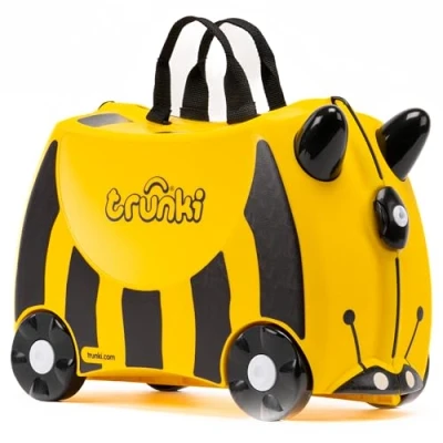 Abbildung von Trunki Handgepäck und Kinderkoffer zum Draufsitzen Kinder Risen Geschenk für Mädchen Jungen Trolley Bernard Biene (Gelb)