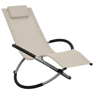 Abbildung von vidaXL Kinder Sonnenliege Schaukelstuhl Liegestuhl Gartenliege Relaxliege Liege Gartenmöbel Terrasse Garten Stahl Creme