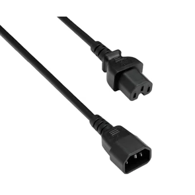 Abbildung von DINIC Stromkabel, Warmgeräte Kabel C14 auf C15, VDE, Querschnitt 0,75mm² (2,00m, schwarz)