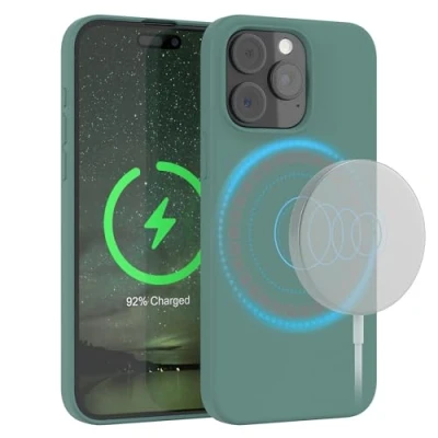 Abbildung von EAZY Case Silikonhülle für iPhone 15 Pro Max Hülle mit MagSafe Silikon Grün weich stoßfeste Handyhülle Schutzhülle Kameraschutz Dünn Schutz Cover TPU Bumper in Dunkelgrün