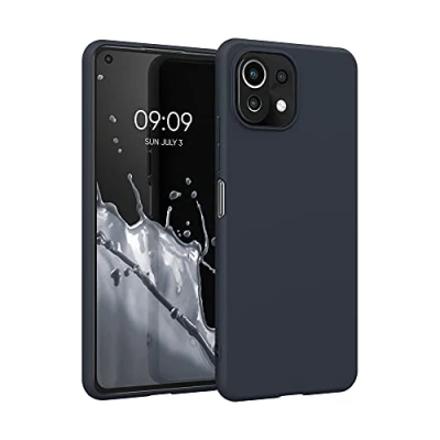 Abbildung von kwmobile Hülle kompatibel mit Xiaomi 11 Lite (5G) NE/Mi weiches TPU Silikon Case Cover geeignet für kabelloses Laden Heidelbeerblau