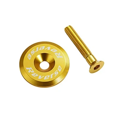Abbildung von Reverse Fahrradlenker Alu Steuersatzkappe + Schraube M6x32 gold