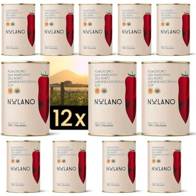 Abbildung von DELICRET 12x 400g NOLANO San Marzano Tomaten DOP ganz &amp; geschält Pizzatomaten + NEAPOLITANISCHE PIZZA REZEPTE (12x 400g)