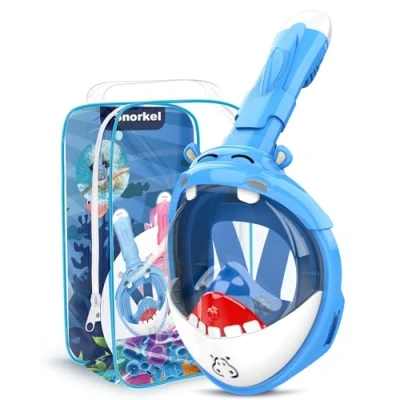 Abbildung von Dancial Schnorchelmaske für Kinder, 180 HD Anti Beschlag &amp; Leck Tauchmaske Vollgesichtsmaske Taucherbrille Schnorchel Set 4 12 Jahre Kinder Pool Spielzeug Wasser