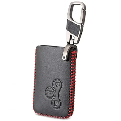 Abbildung von ALIANQ Leder Auto Remote Key Case Cover Shell Fob Fashion Schlüsselanhänger Tasche für Renault Clio Logan Megane 2 3 Koleos Scenic