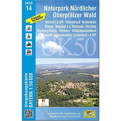 Abbildung von UK50 14 Naturpark Nördlicher Oberpfälzer Wald: Weiden i.d.OPf, Vohenstrauß, Grafenwöhr, Vilseck, Neustadt a.d.Waldnaab, Hirschau, Wernberg Köblitz, ... Karte Freizeitkarte Wanderkarte)