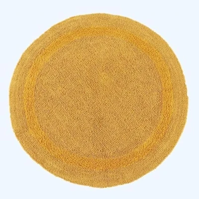 Abbildung von Homescapes Runde Badematte senfgelb, Premium Badvorleger 80 cm, Badteppich Baumwolle mit Wende Design