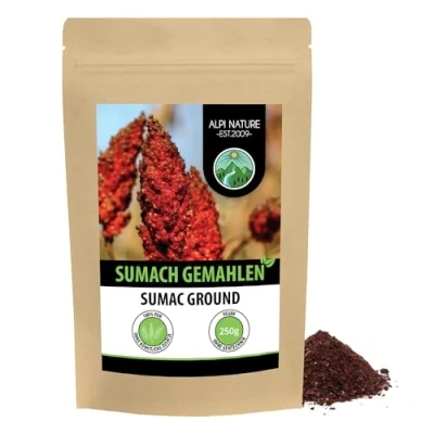 Abbildung von Sumach Gewürz (250g), Sumachpulver, gemahlen, Essigbaumgewürz, schonend getrocknet und natürlich, vegan, orientalisches