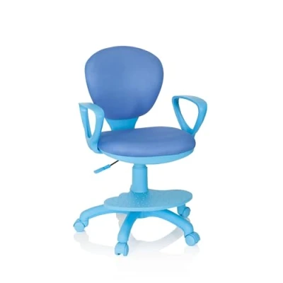 Abbildung von hjh OFFICE 670978 Kinderdrehstuhl Kid Colour Stoff Blau Schreibtischstuhl Kinder, Fußablage &amp; Sitzfläche höhenverstellbar