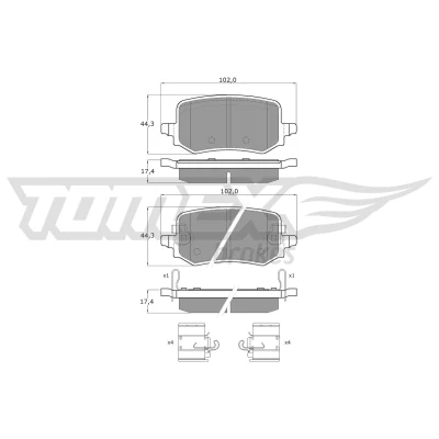 Abbildung von Bremsbelagsatz, Scheibenbremse TOMEX Brakes TX 60 44