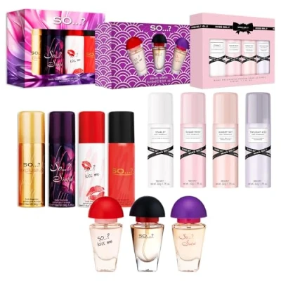 Abbildung von So…? Damen Mixed Gift Sets Bundle, Body Mist Fragrance Spray &amp; EDT Perfume (4x50ml Mist, 3x15ml EDT) 3er Pack