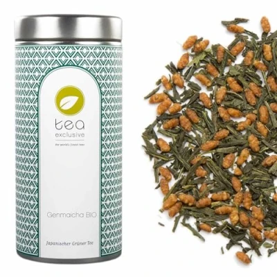 Abbildung von BIO Genmaicha Grüner Tee Premium loser Sencha mit geröstetem braunen Natur Reis Original aus Japan Dose 100g tea exclusive