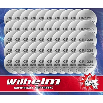 Abbildung von 100 x CR1225 CR 1225 WILHELM Lithium Knopfzelle 3V 52 mAh ø12 2,5 mm Batterie DL1225