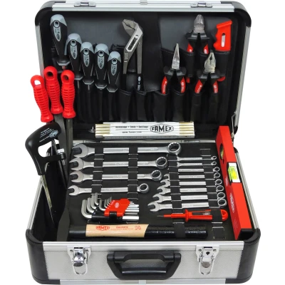 Abbildung von FAMEX Werkzeugset 729 88 PROFESSIONAL, Alu Werkzeugkoffer, Kapazität 30 kg, Platz für weitere Werkzeuge