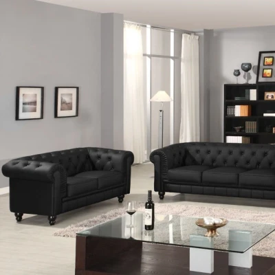 Abbildung von Menzzo Chesterfield Sofas, Holz, schwarz, L158 x T82 H72 cm