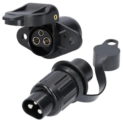 Abbildung von 3 polige Steckdose + Stecker nach DIN 9680 PKW Anhänger LKW Traktor 6V 12V 24V